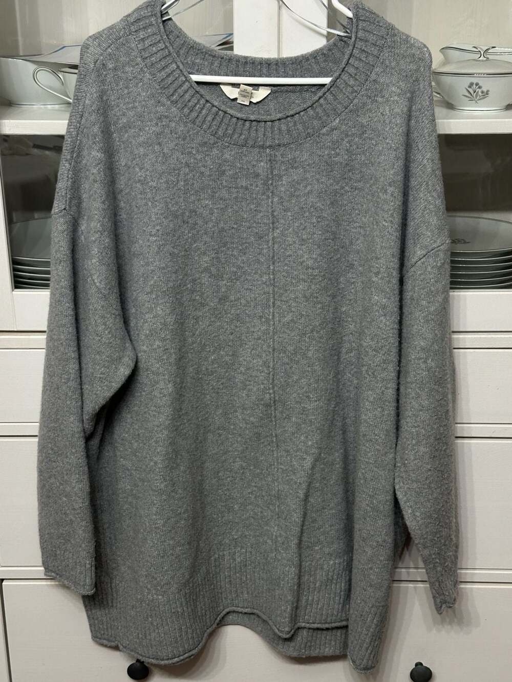 Terra & Sky Gray Oversized Crewneck Sweater Size 2X (20W-22W)